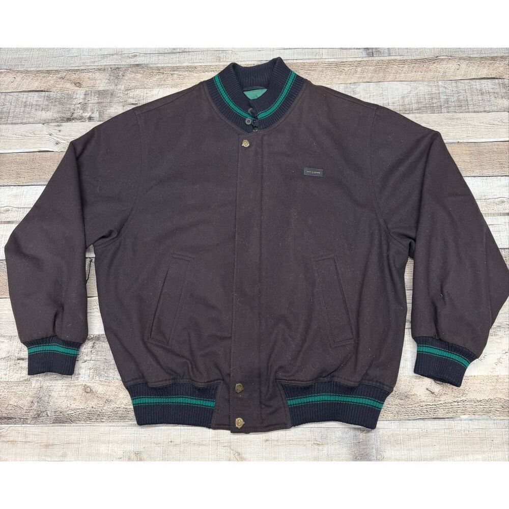Vintage Paul & Shark Wool Yacht Club Lined Bomber Jacket Made in Italy Sz Small